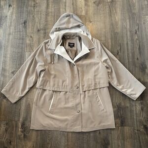 Outbrook Women's 1XG Hooded Utility Jacket Drawstring Hooded Khaki Windbreaker